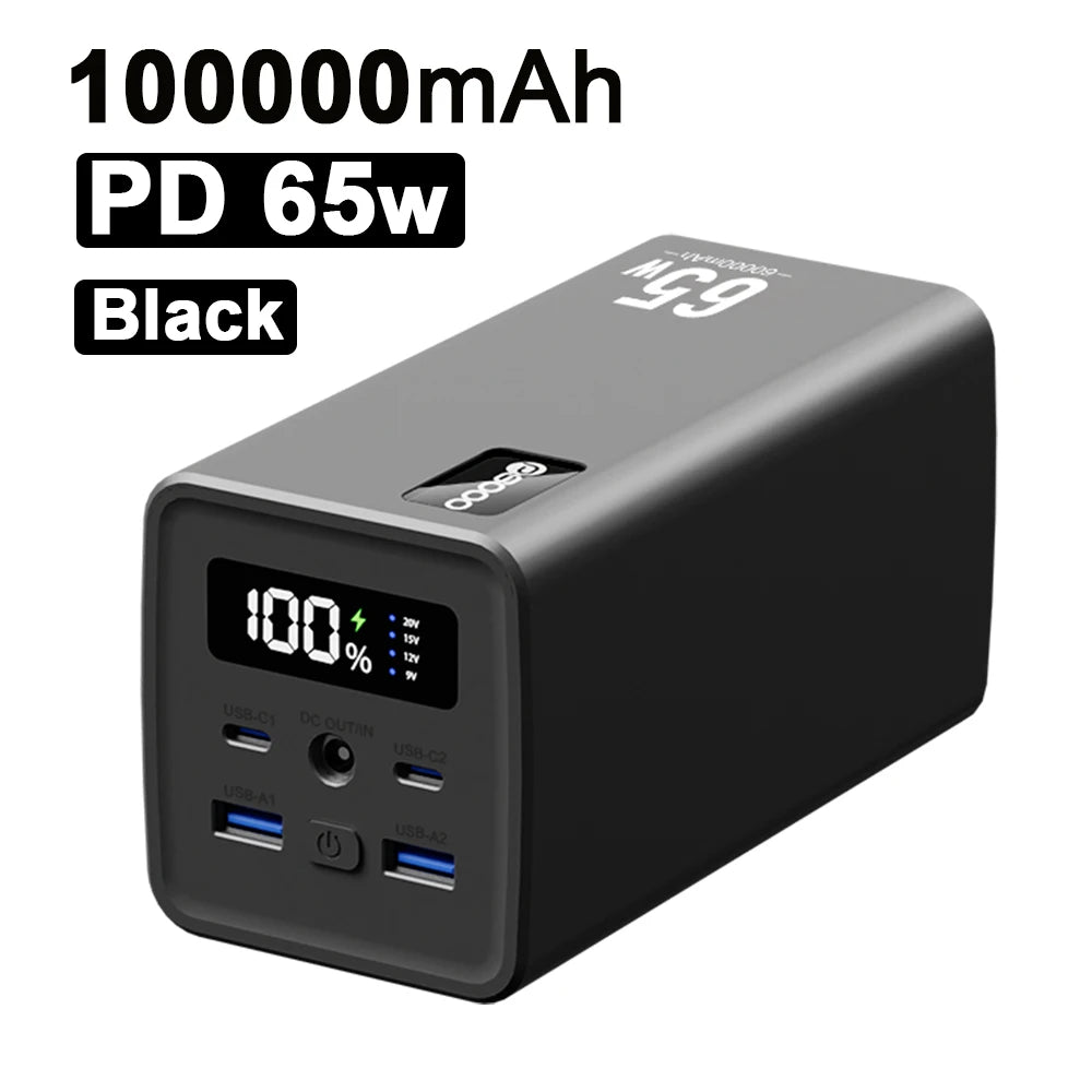 PSOOO 65W Power Bank 100000mAh Super Fast Charging Powerbank Portable External Battery Charger for Laptop iphone Xiaomi Huawei