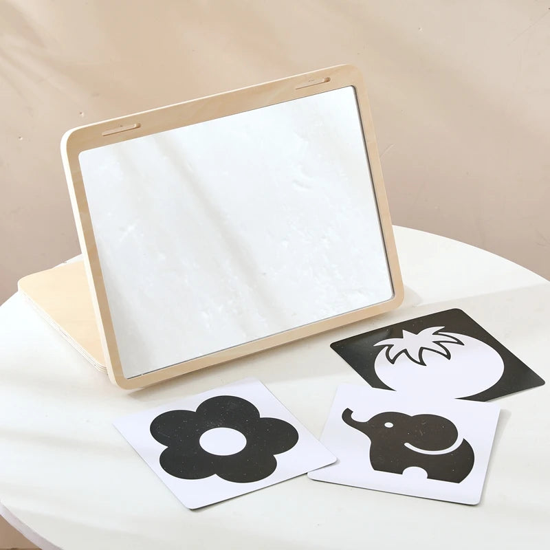 Black And White Baby Floor Mirror Tummy Time Sensory Baby Toys 6 12 months Kid Toys For Babies Montessori Development Crawl Toys