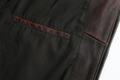 Copersian Men's Genuine Leather Jacket Natural Cowhide Hunting Jacket  Retro Motorcycle Jacket Spring Autumn Mens Clothes