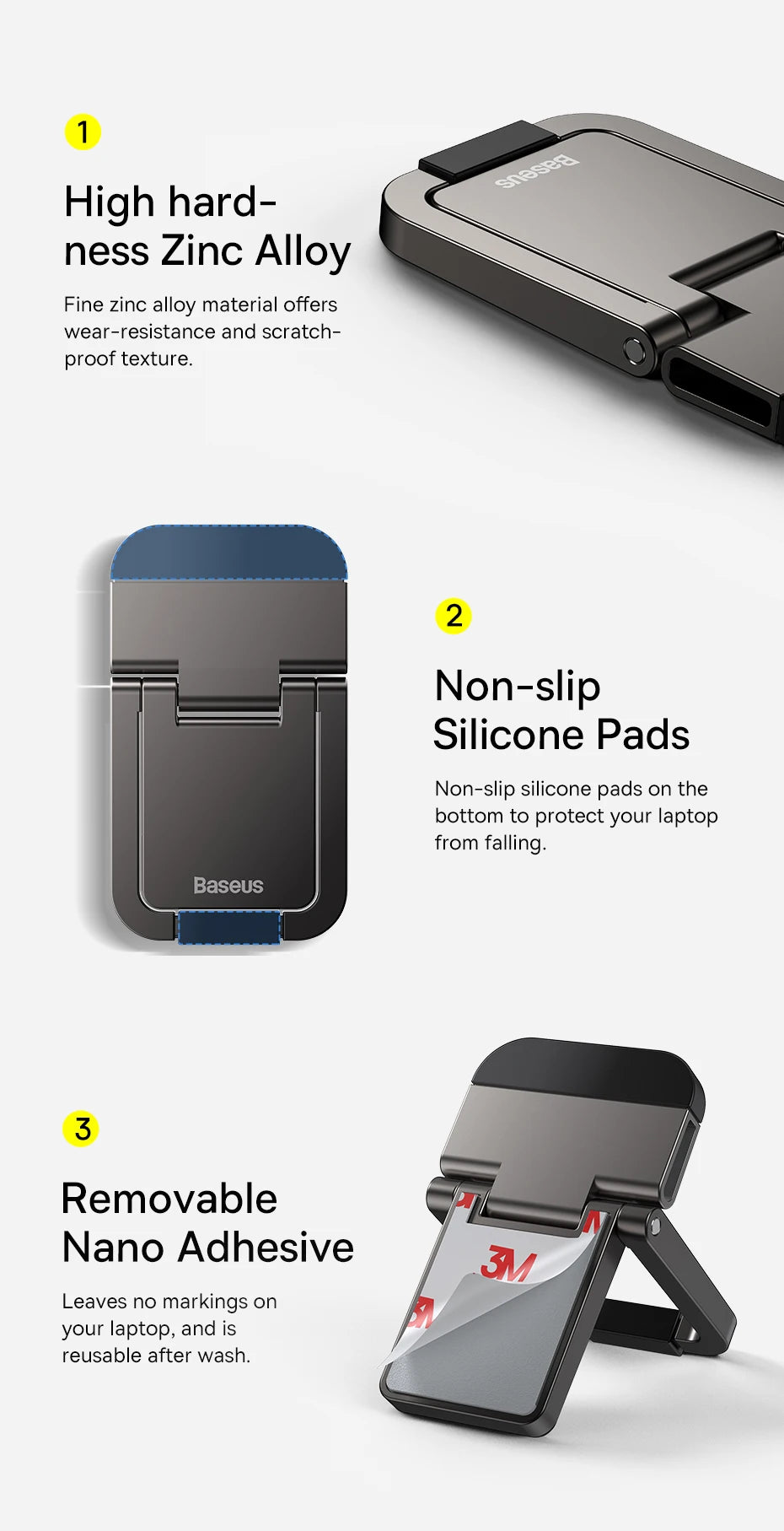 Baseus Laptop Kickstand for Computer Keyboard Holder Mini Portable Laptop Stands For Macbook Xiaomi Notebook Aluminum Support