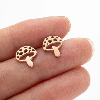 1Pair Fashion Jewelry Mushroom Earrings Cartoon Stainless Steel Ear Ring for Women Girls Teenager Gifts