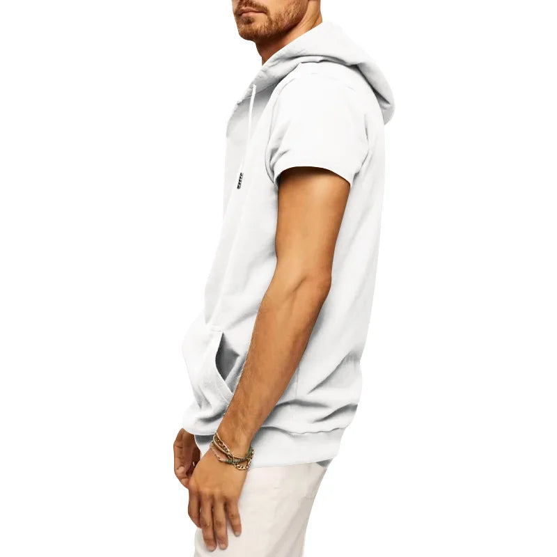 2024 Amazon New Men's Athleisure European and American Hooded Loose Short Sleeves