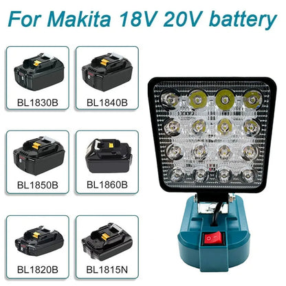 Cordless LED Work Light for Makita 18V Li-ion Battery Handheld Emergency Tool Light Camping Flashlight Spotlights WIth Switch