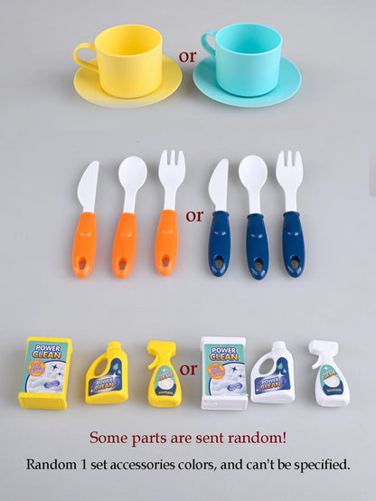 Kitchen Dishwasher Playing Toys, Electric Play Kitchen Sink Simulated Kitchen Accessories Foods Fork Cup Gifts for Boys Girls