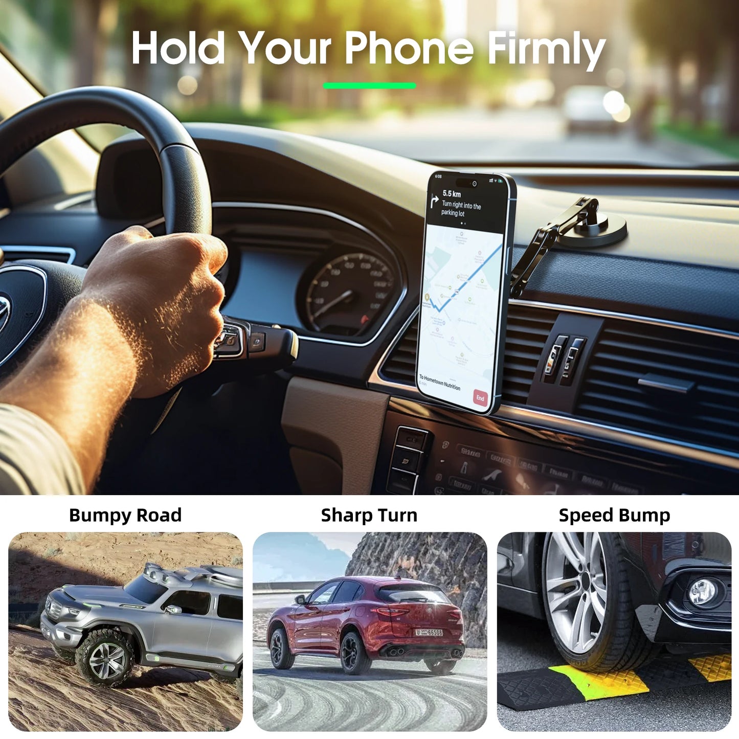 Universal 360 Degree  Magnetic Phone Holder Telescoping Car Phone Mount for iPhone 14 13 12 11 Max Plus Car Navigation Bracket