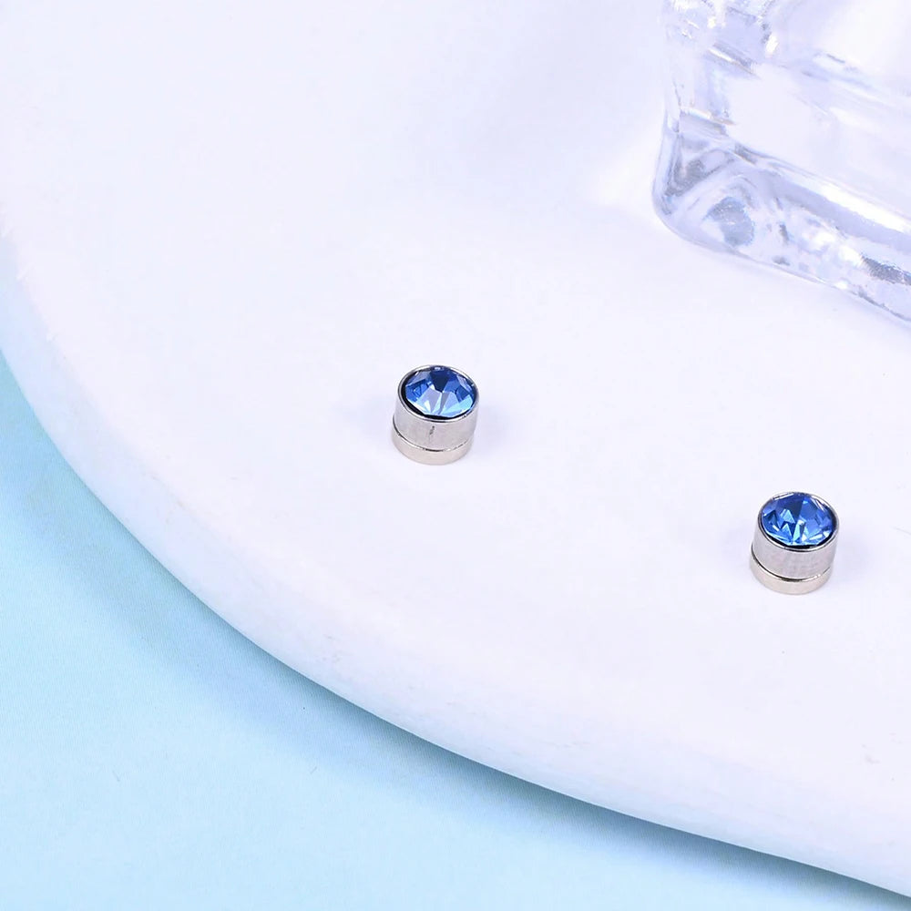 1Pair Stainless Steel Fake Ear Ring Studs CZ Dia 3-5mm Faux Non Pierced Ear Ring Ear Cuff For Women Men No Piercing Body Jewelry