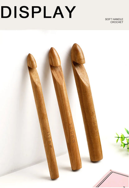 KOKNIT DIY Knitting Needles Hook Handle Wood Crochet Hook  Home Knitting Weave Yarn Crafts Knitting Tools Big Size 15/20/25mm