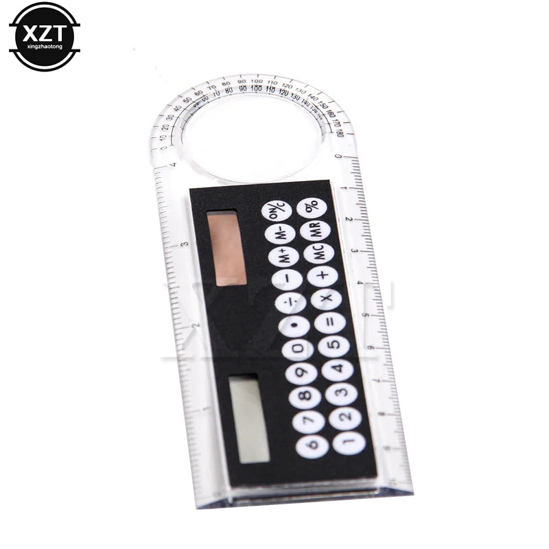 Student School Supplies Calculator Mini School Supplies Solar Transparent Ruler with Magnifier Portable Office Stationery