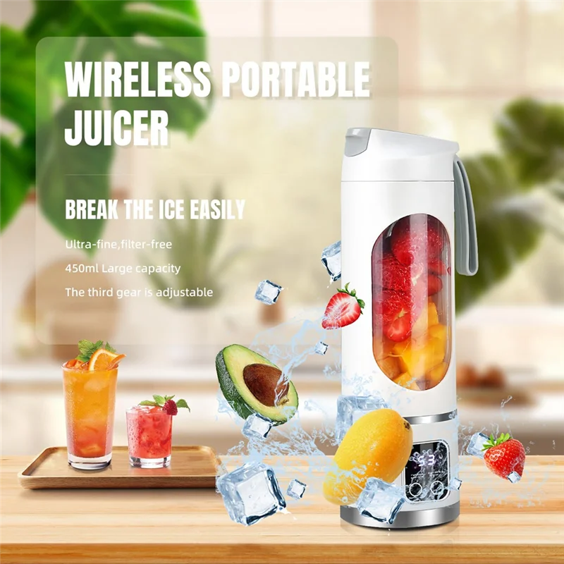 A01V-USB Rechargeable Portable Blender 8 Blade Mini Ice Crusher With Digital Display 3 Modes Portable Blender  A