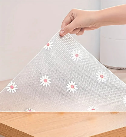 1 Roll Daisy Shelf Liner Kitchen Cabinet Pad Paper Non-Slip Refrigerator Liner Waterproof Fridge Pad Cupboard Mat Drawer Liner
