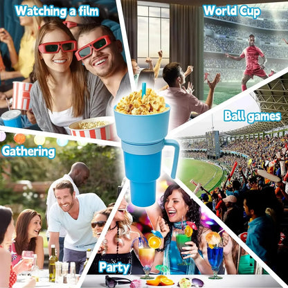 Popcorn Beverage Cup Snack Cups Straw Cup with Handle Water Bottles with Straw Coffee Cup Mug
