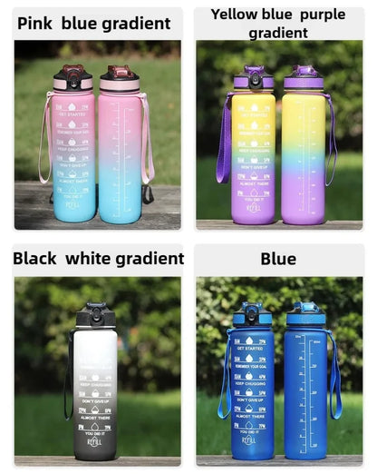 1L 1000ml Water Bottle Liter Stay Hydrated  Material Plastic Sport Bottle Reminder Times Sports Outdoor Fitness Office Running