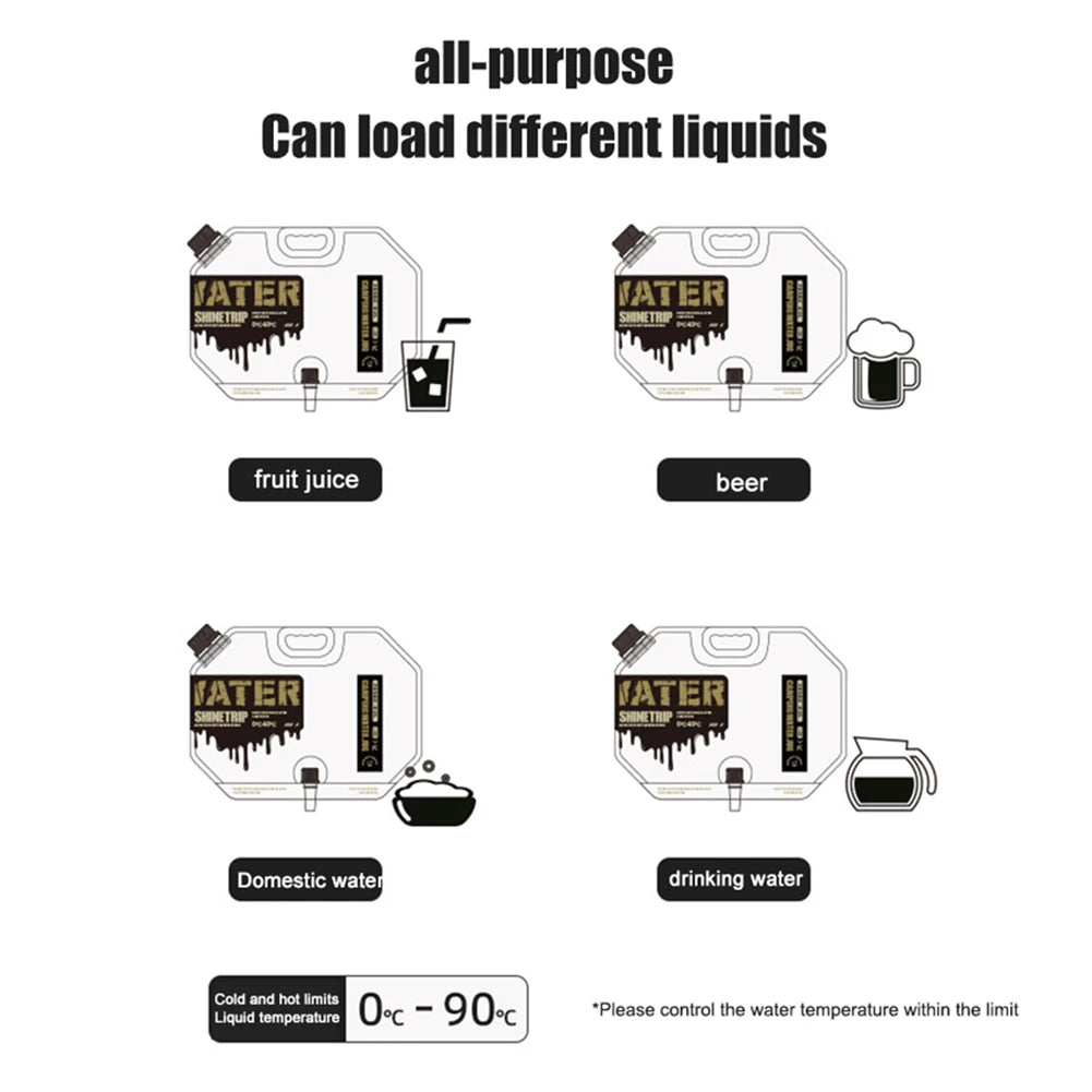 8L Portable Water Bags Folding Camping Water Container Jug Bucket with Faucet for Outdoor Hiking Travel Water Storage Jug Pouch