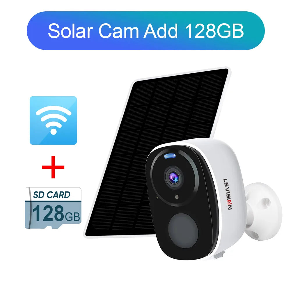 LS VISION 4MP Wireless Security Wifi Camera Outdoor Solar Battery Camera PIR Spotlight Security Solar Camera Security Protection