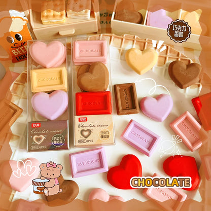 Kawaii stationery items School teacher gift Office Supplies classroom back to school chocolate Rubber Erasers cute things