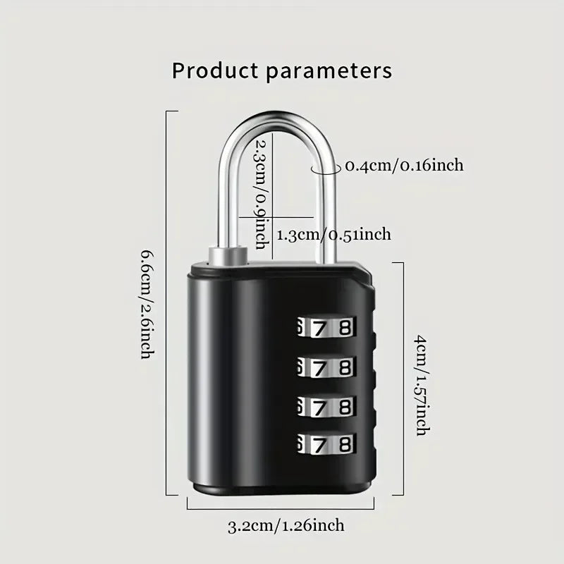 4 Digit Password Key Combination Lock Waterproof Security Padlock Outdoor Gym Luggage Security Lock