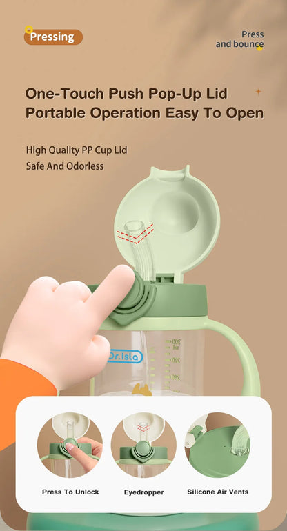 Portable Baby Water Bottles 300ml Baby Feeding Cup With Straw Children Learn Feeding Drinking Bottle Kids Training Cups BPA Free