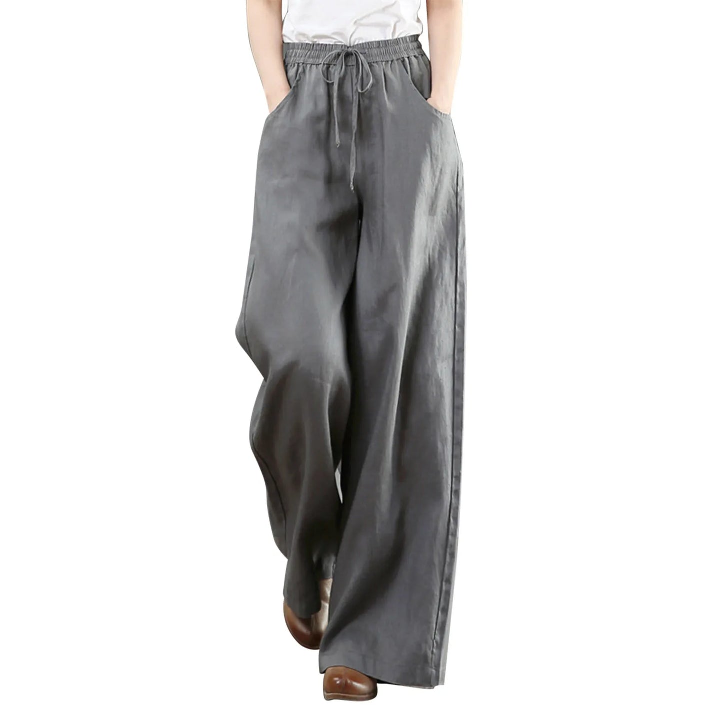 Women Summer High Waisted Palazzo Pants Wide Leg Long Pant Trousers With Pocket Internet celebrity new hot selling