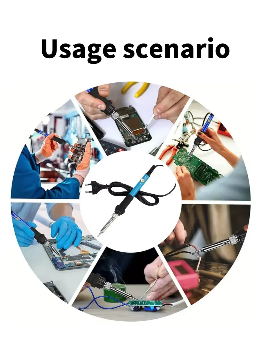 60W Electric Soldering Iron Replaceable Soldering Iron Adjustable Temperature  Head Soldering Iron Pen Welding Kit