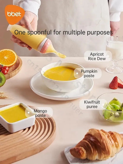 BBET Squeezing Feeding Bottle Silicone Newborn Baby Training Rice Spoon Infant Cerea Food Supplement Feeder Safe Tableware