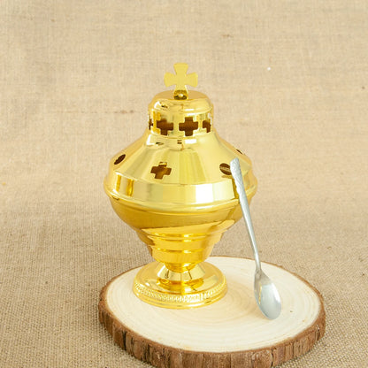 HT Church Supplier High Polished Gold Plated Hanging Incense Burner Orthodox Censer Church Home Decoration Catholic Chalice