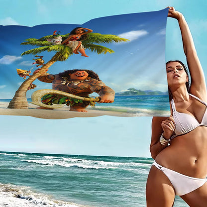 Cute Moana Cartoon Beach Towels Shower Towel Sauna Travel Spa Microfiber Quick Dry Gym Accessories Cute Room Decor