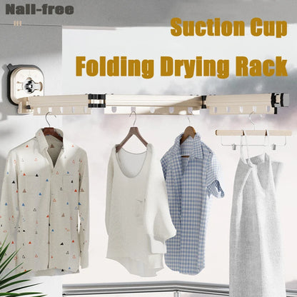 Retractable Clothes Hanger Wall Mounted No Punching Laundry Drying Rack Foldable Drying Racks Space Saving For Bathroom Balcony