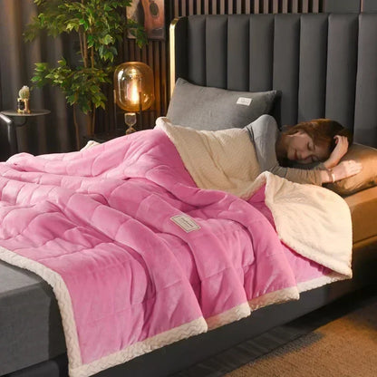 Milk Fleece Autumn Winter Warm Weighted Blankets for Beds European Thickened Beibei Velvet Throw Blanket Warmth Quilt Comforter
