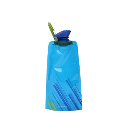 Foldable Water Bottles Flexible Reusable Travel Water Bottle Plastic Water Pouch Soft Flask Water Bag With Carabiner Clip