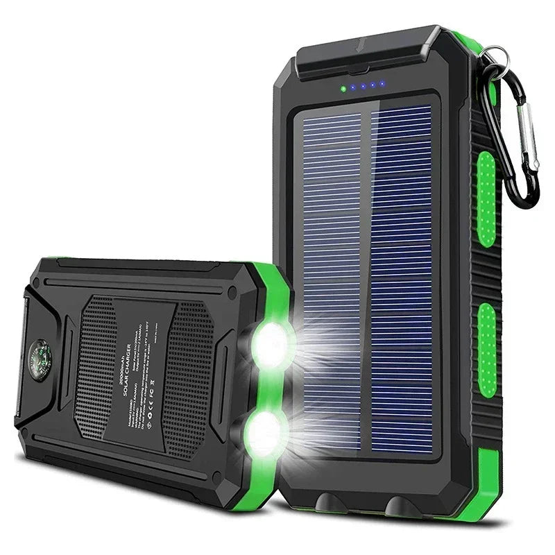 200000mAh Large Capacity Solar Power Bank Portable Outdoor Charger PowerBank External Waterproof Battery Charging with LED Light