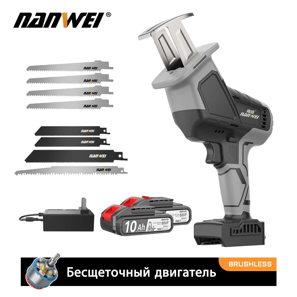 NANWEI Cordless Reciprocating Saw Adjustable Speed Electric Saw Saber Saw Portable for Wood Metal Cutting Saw