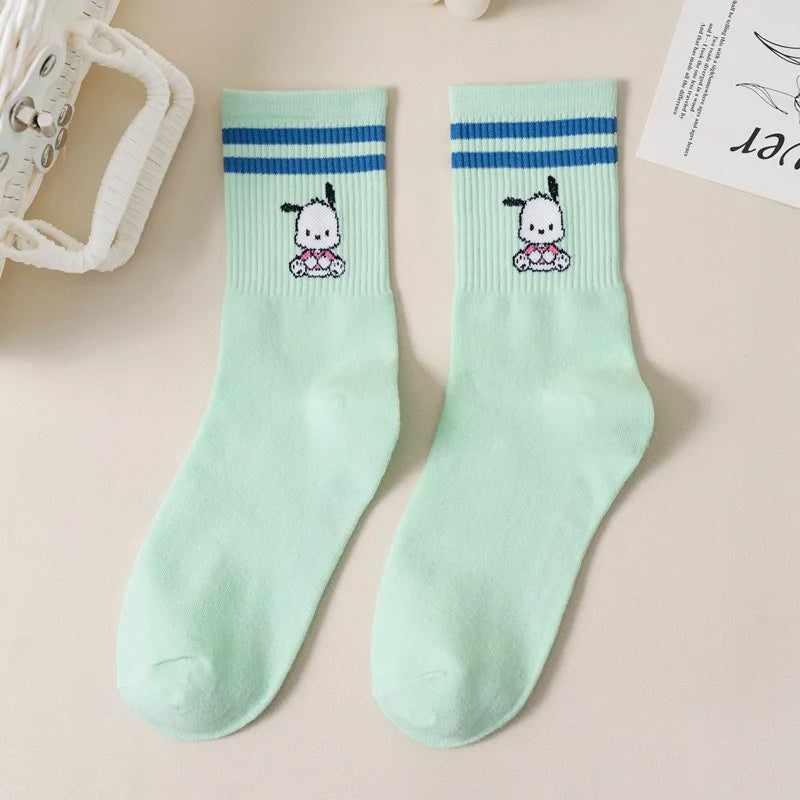 Pochacco Cartoon Cotton Socks Sanrio Combed Cotton Stockings Cute Puppy Girls Stockings Children Cotton Warmer Sock