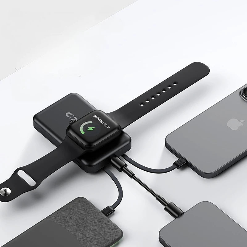 New Portable Magnetic Wireless Power Bank with Built-in Wires, Mini Stand and Fast Charging  External battery for iPhone 16