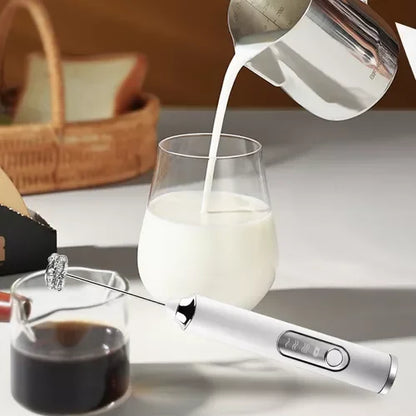 1pcs Coffee Milk Frother Blender 3 Speeds Adjustable Handheld Milk Frother Stainless Steel Electric Milk Frother USB Recharge