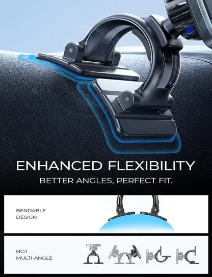 LISEN Magnetic Car Phone Mount for iPhone and Android with 6 Magnets and Adjustable Arch Design, Black