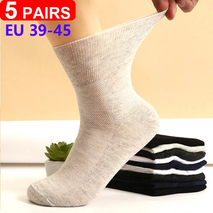 5Pairs Comfortable and Supportive Diabetic Socks for Men and Women Moisture wicking Cotton Fabric Non-binding Top Business Socks