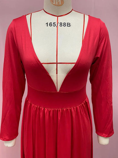 European American Wedding Dresses Wheat Dress Sexy Deep V Long Sleeved Sequined Dress Woman Party Solid Dress Maxi Floor Gowns