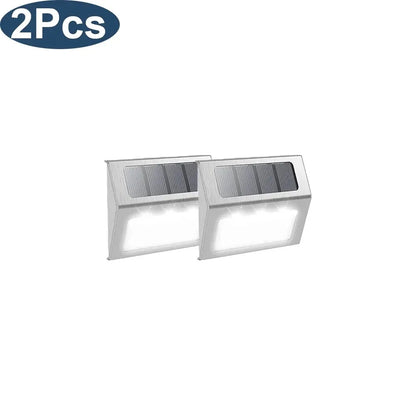 3LED Step Light Stainless Steel Solar Fence Lights Waterproof Outdoor LED Wall Lamps Deck Lights For Stair Garden Fence Patio
