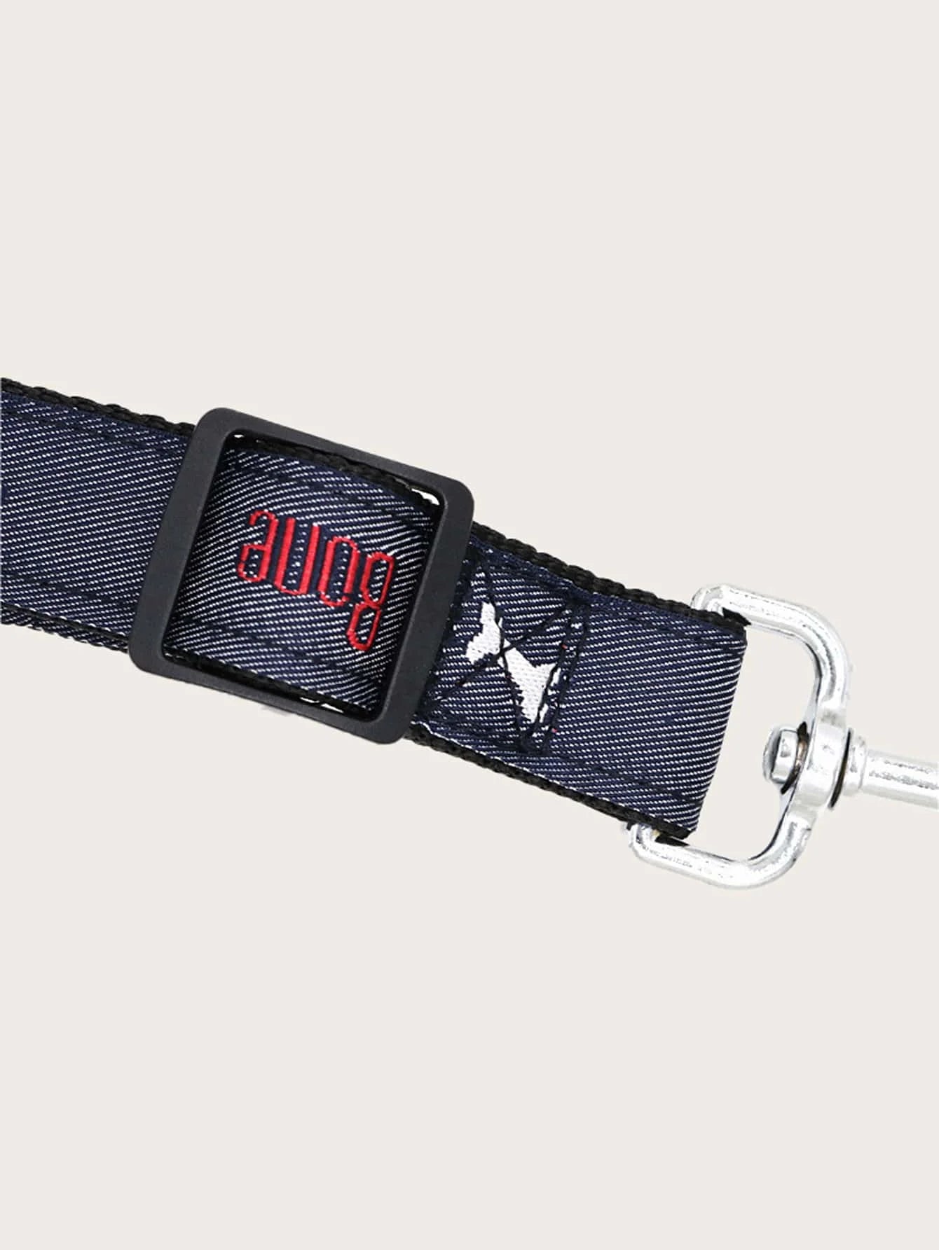 1pc-Adjustable denim dog car seat belt metal buckle - suitable for all sizes of retractable pet safety harnesses