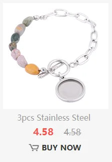 3pcs Stainless Steel Cuff Bracelet Base Blanks Fit 12mm Heart Cabochon Bangle Bezel Setting Trays Diy Jewelry Findings