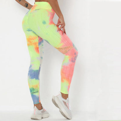 Yoga Pants Tie Dye Seamless Leggings Push Up Women Sports Fitness Contour Yoga Running Pants Elastic Nylon Tights Legging