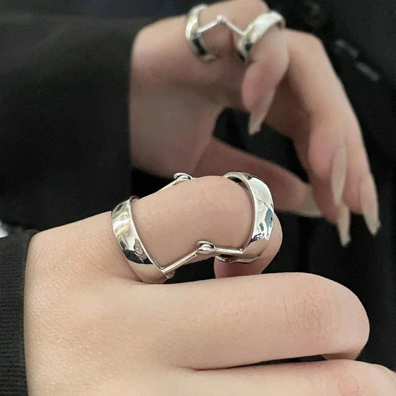 Adjustable Geometric Rings Alloy Materials for Trendy Look Accessory