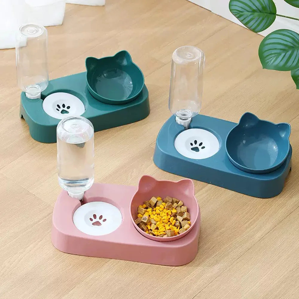 Pet feeding double bowl, automatic water dispenser, convenient, suitable for feeding cats and dogs