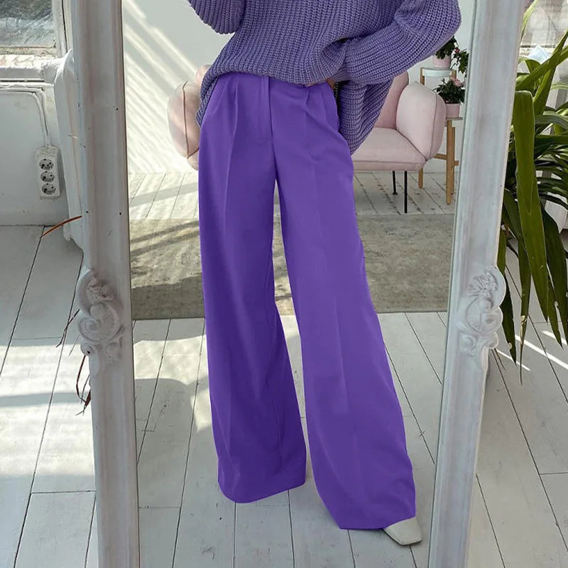 2025 New Women High Waist Casual Wide Leg Pants Long Palazzo Pants Trousers