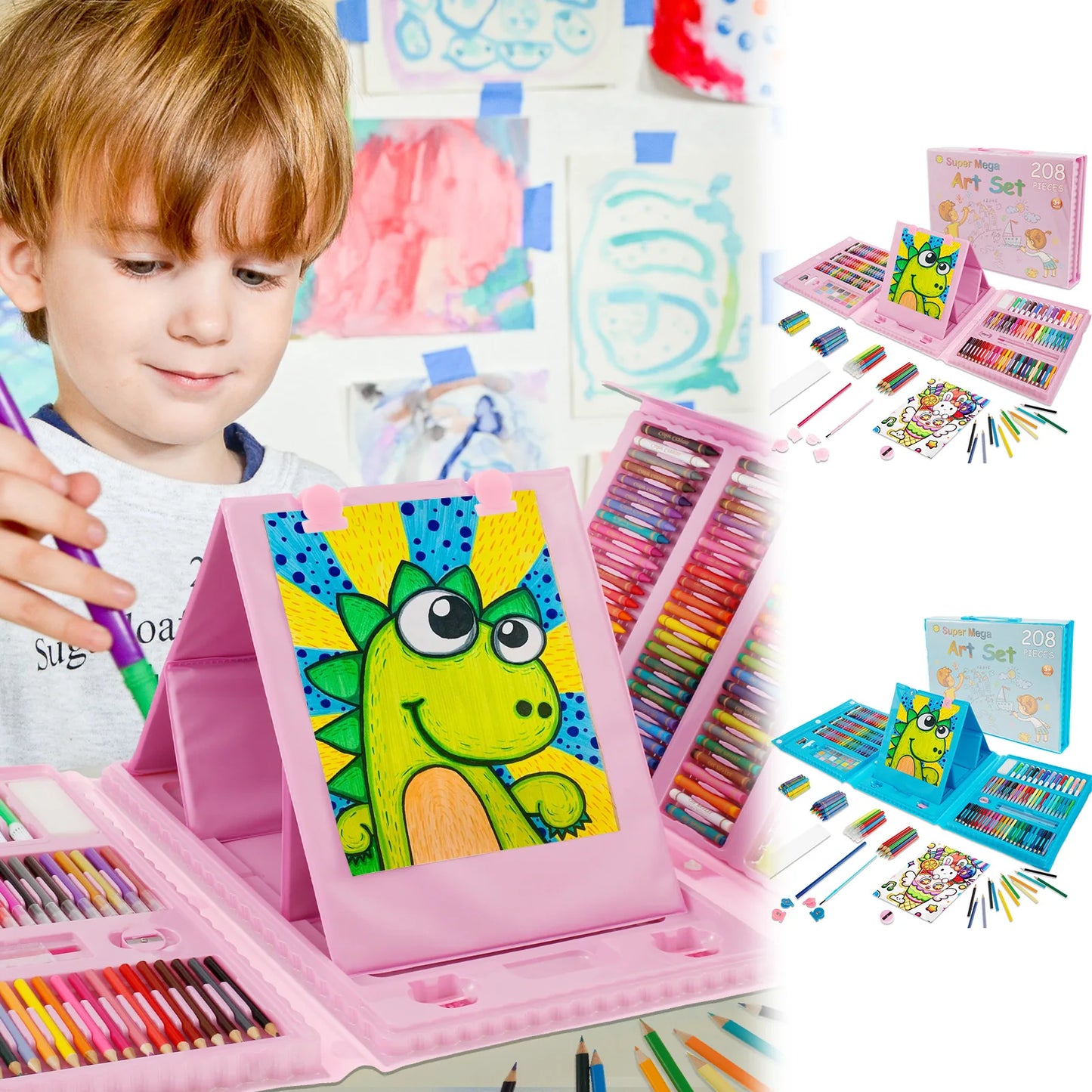 208Pcs Kids Art Set Watercolor Drawing Colored Pencils Sketch Pad Painting Drawing Tool Art Supplies School Stationery Set