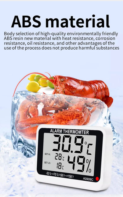 Fridge Thermometer With Hook Anti-Humidity Refrigerator Freezer Electric Digital Thermometer Temperature Monitor LCD Display