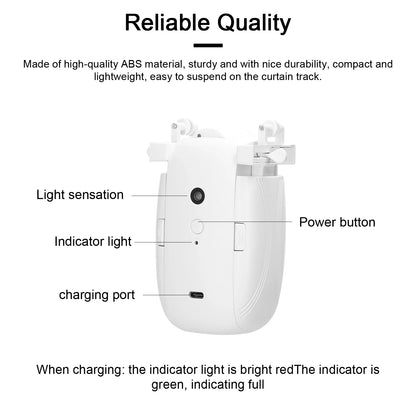 3 in 1 Intelligent Curtain Motor Home Electric Curtain Opener No Wiring with Remote Controller for I-Rail/U-Rail/Roman Rod