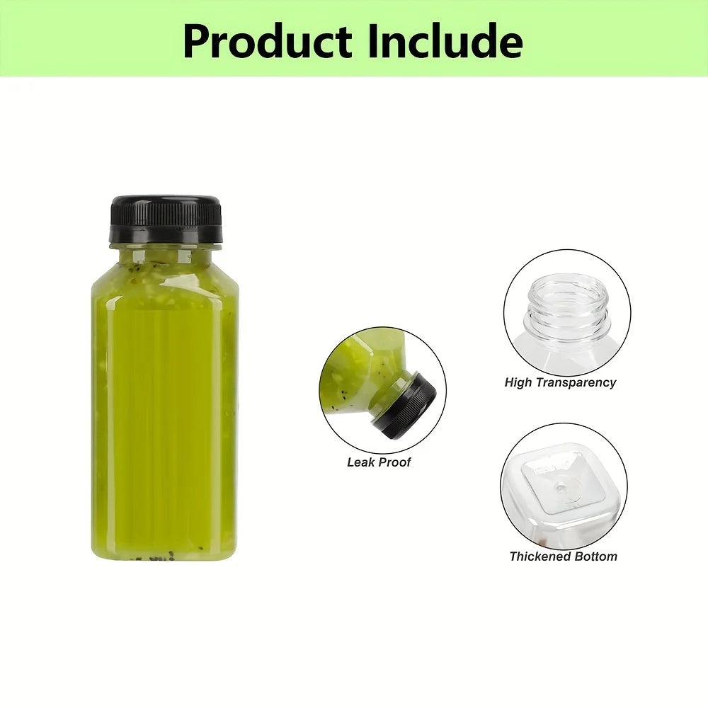 10pcsPlastic Juice Bottles Long-Lasting, Spill-Proof, Milk, and More - Easy Cleaning and Refilling Clear Water Bottle Portable ﻿