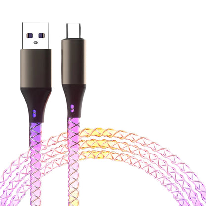 3 in 1 Glowing LED Light 6A 66W Fast Charging Micro USB Type C Cable For iPhone Samsung Xiaomi Redmi Phone Charger USB Cable