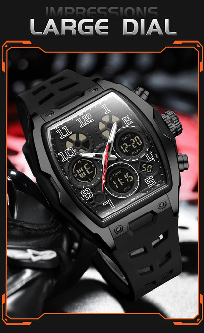 SADNA 6266 Popular Student Watch Wine Barrel Curved Mirror Alarm Clock Timer Waterproof Student Electronic Watch 2025